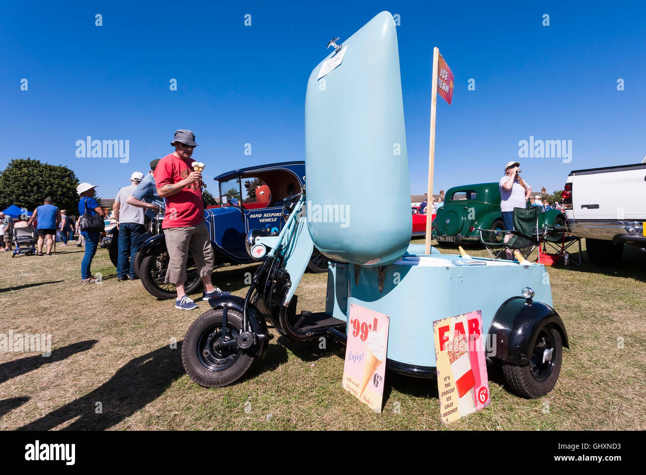 Yannigator avaler, commercial 1950 de la crème glacée en trike. Banque D'Images