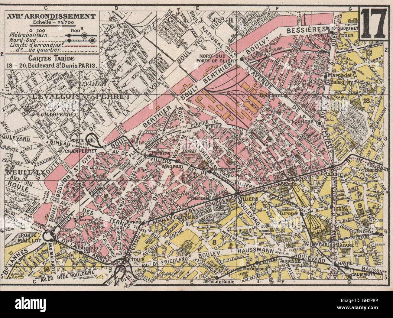 PARIS. 17e 17e XVIIe. Arrondissement. BatignollesMonceau. Carte TARIDE