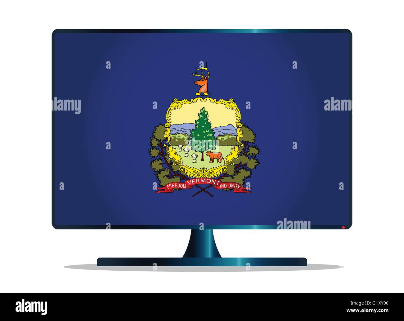 Un téléviseur ou un écran d'ordinateur avec le drapeau de l'état du Vermont Illustration de Vecteur