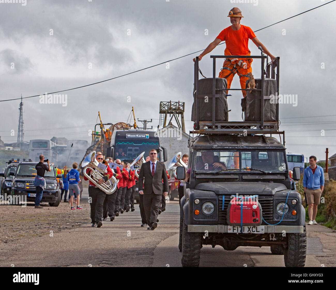 Marionnette plus haut dans le monde visites Geevor tin mine à Cornwall, UK Banque D'Images