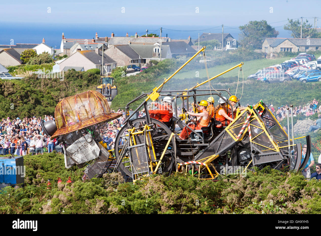 Marionnette plus haut dans le monde visites Geevor tin mine à Cornwall, UK Banque D'Images