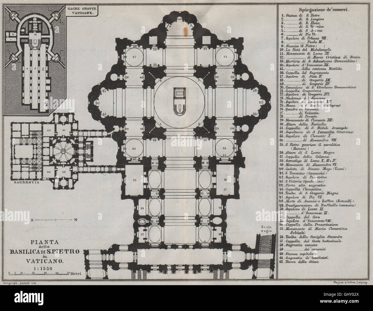 St Pierre de Rome. Basilica di San Pietro in Vaticano. Pianta plan du salon 1909 Plan du site Banque D'Images