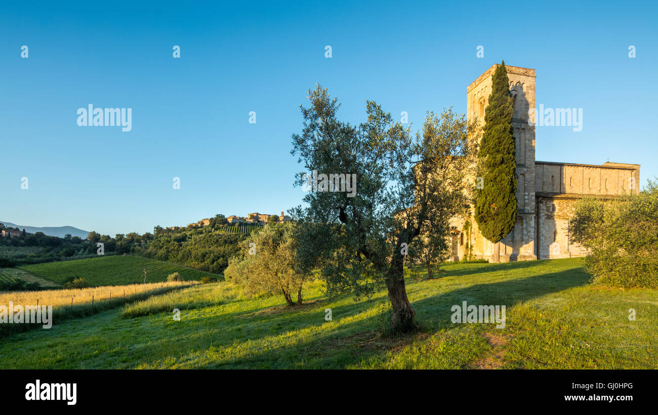 Abbaye de Sant'Antimo, Montalcino, Toscane, Italie Banque D'Images