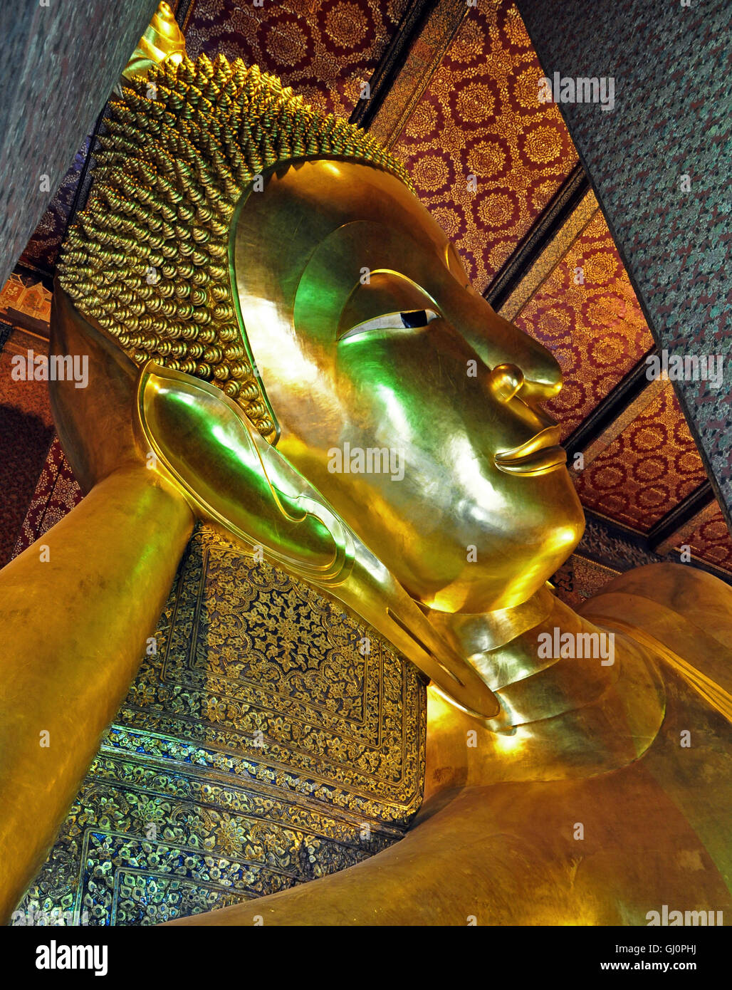 Bouddha couché, Wat Pho (Wat Phra Chetuphon), Bangkok, Thaïlande Banque D'Images