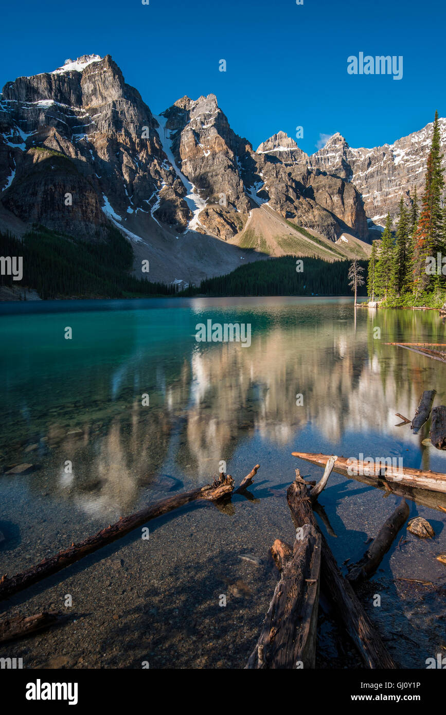 Le lac Moraine, Banff National Park, Alberta, Canada Banque D'Images