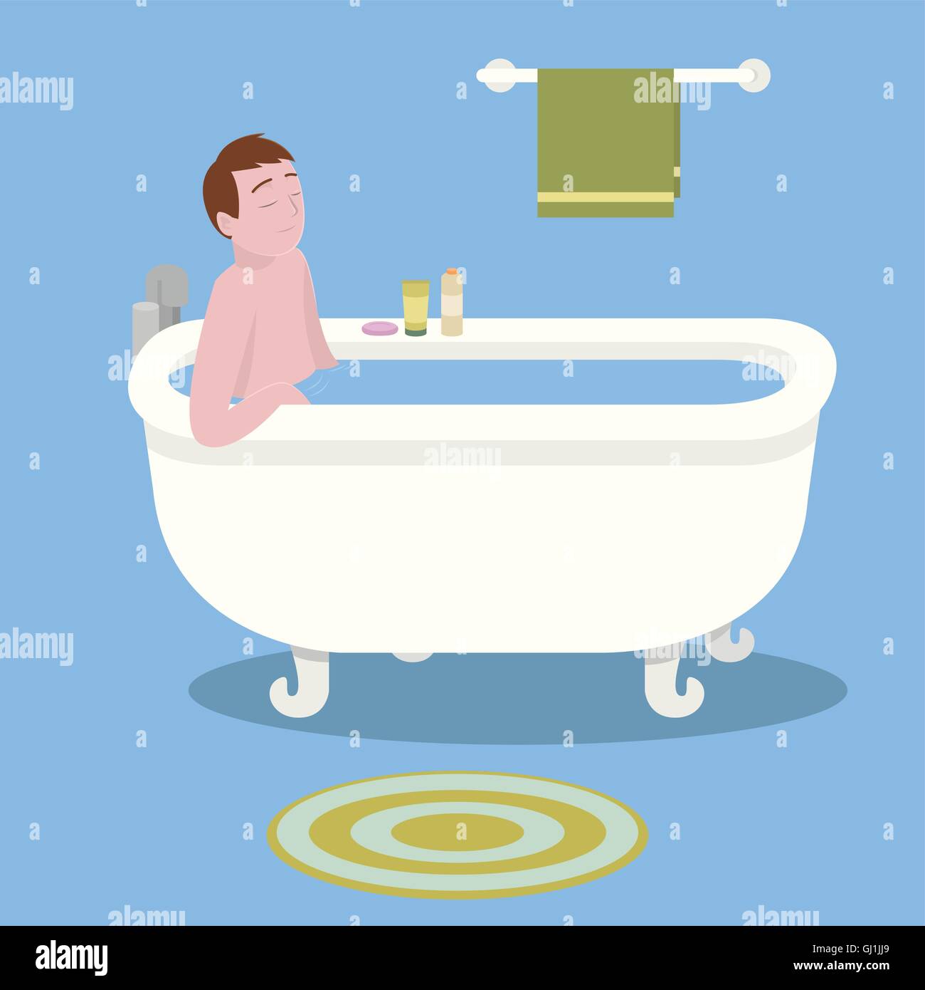 Homme dans la baignoire Illustration de Vecteur