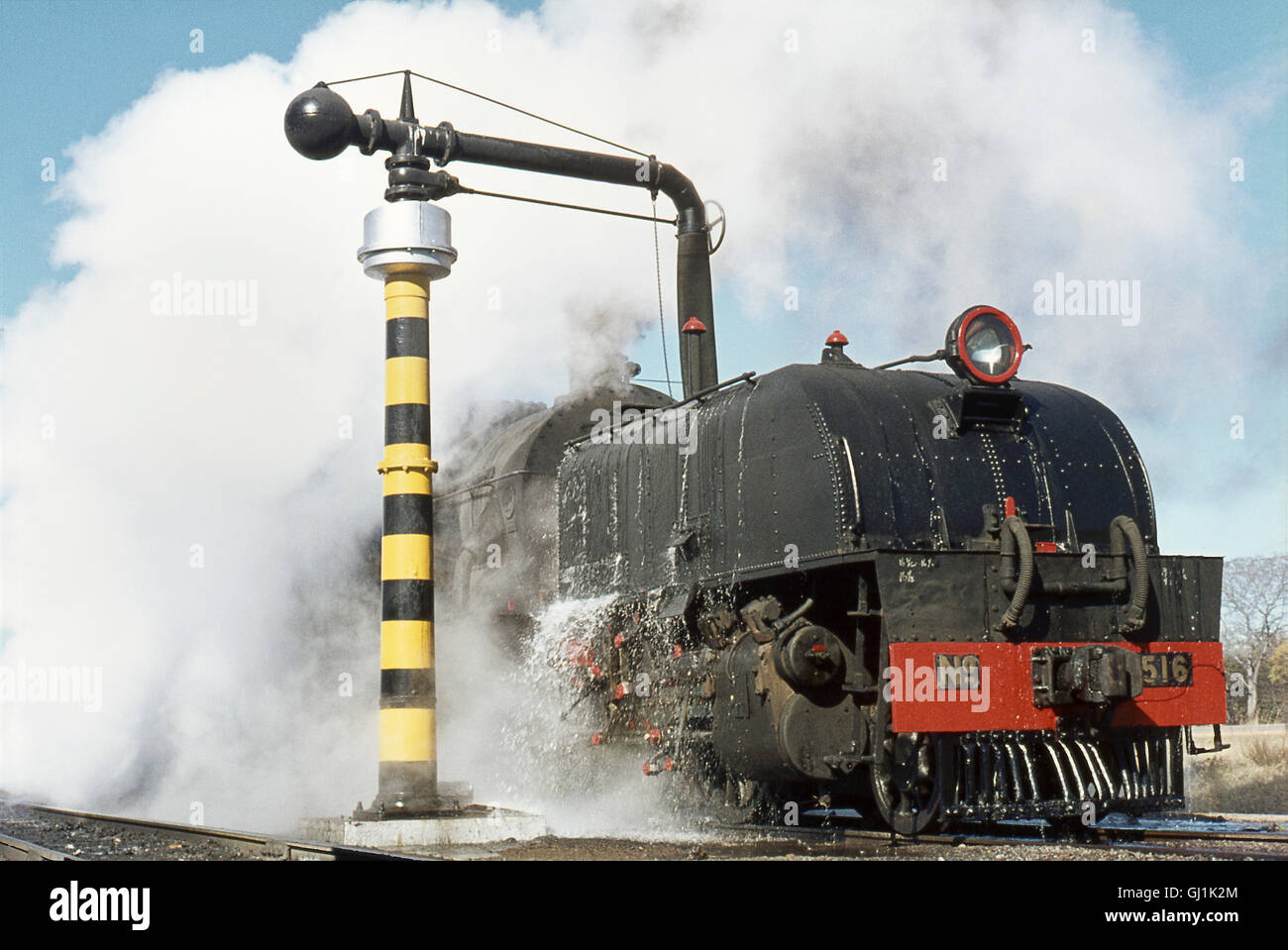 L'arrosage 'giant' - un Rhodesian Chemins 14A 2-6-2 +2-6-2 Beyer Garratt fera une pause de rafraîchissement à Bala Bala Banque D'Images