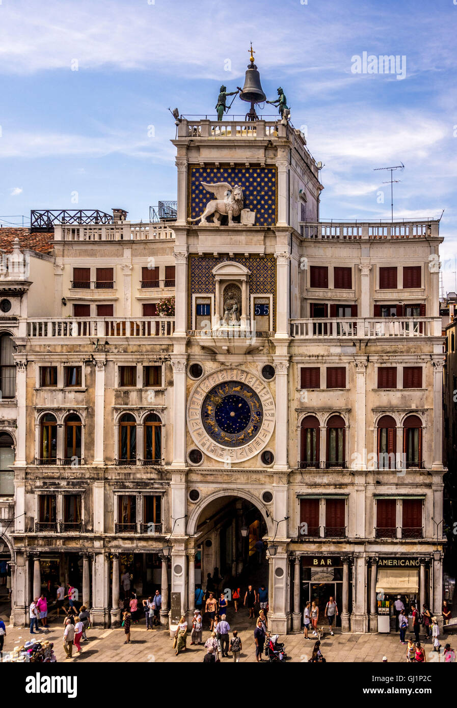 La tour de l'horloge, la Place St Marc. Venise, Italie. Banque D'Images