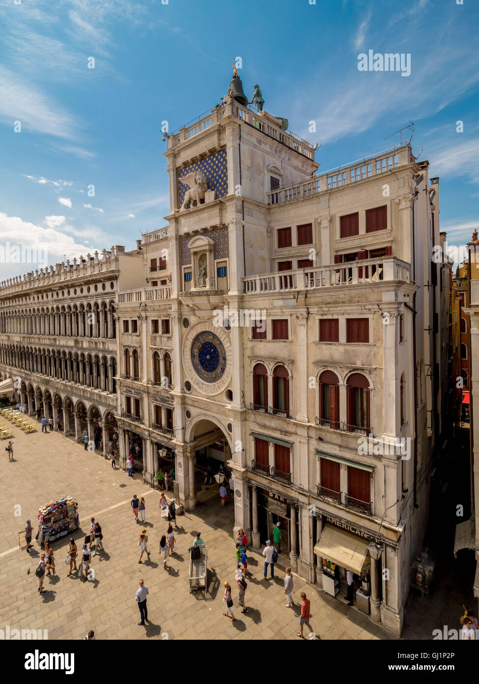 La tour de l'horloge, la Place St Marc. Venise, Italie. Banque D'Images