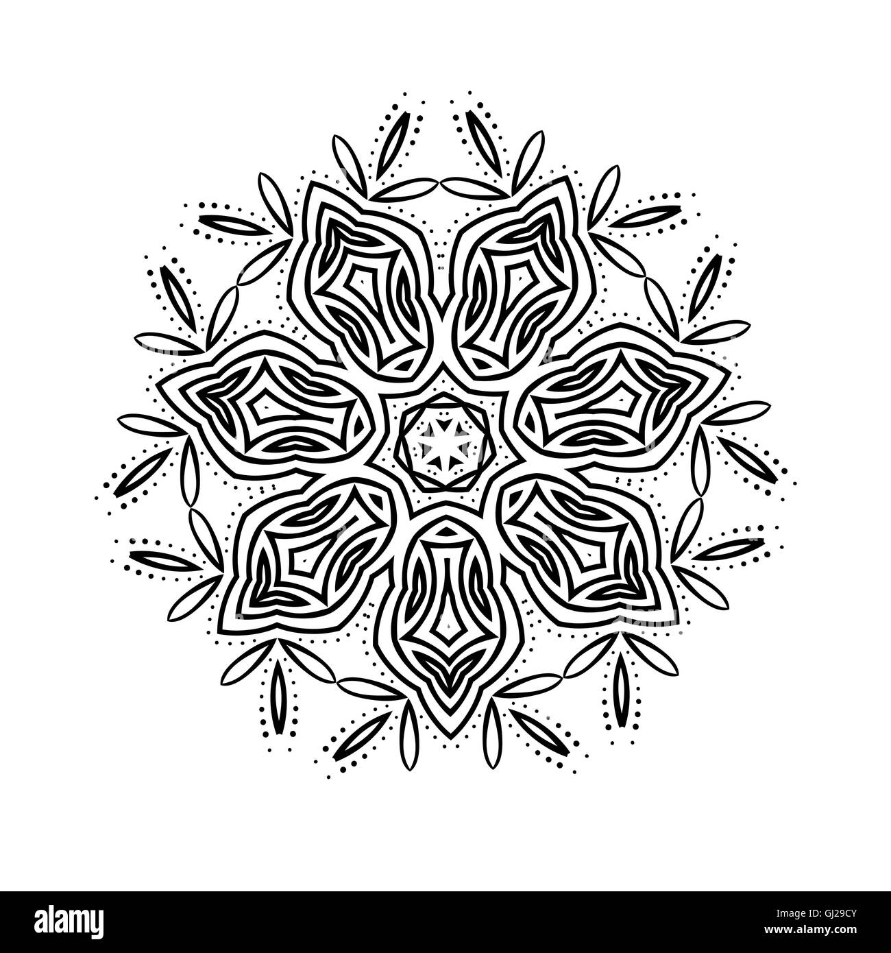 La philosophie bouddhiste, mandala fleur noire motif de fond. Des asanas de yoga indien méditation asiatique connaissances la peinture décorative. Illustration de Vecteur