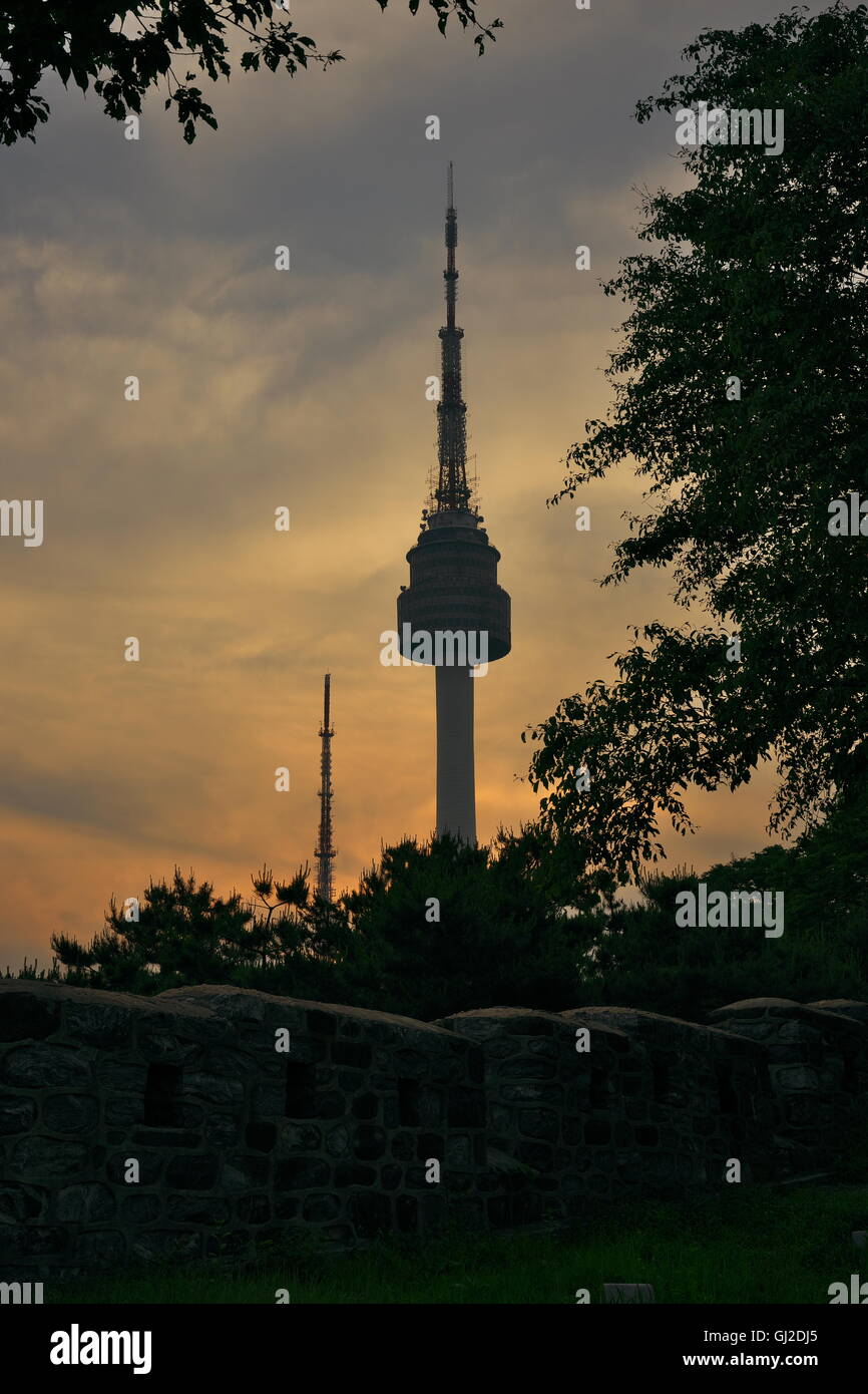 Tour N de Séoul, le parc Namsan, Séoul Banque D'Images