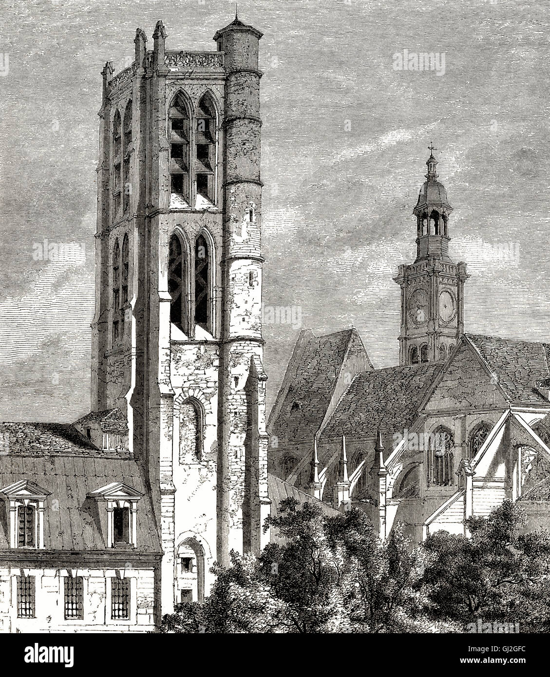 Clovis clocher, Lycée Henri-IV, une école secondaire publique à Paris, ancienne abbaye royale de st Genevieve Banque D'Images