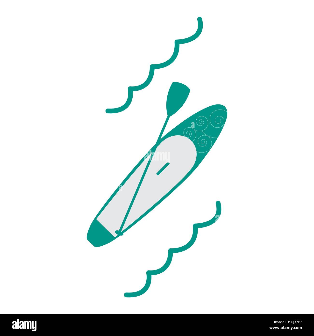 Icône stylisée d'un Stand up Paddling colorés sur fond blanc Illustration de Vecteur