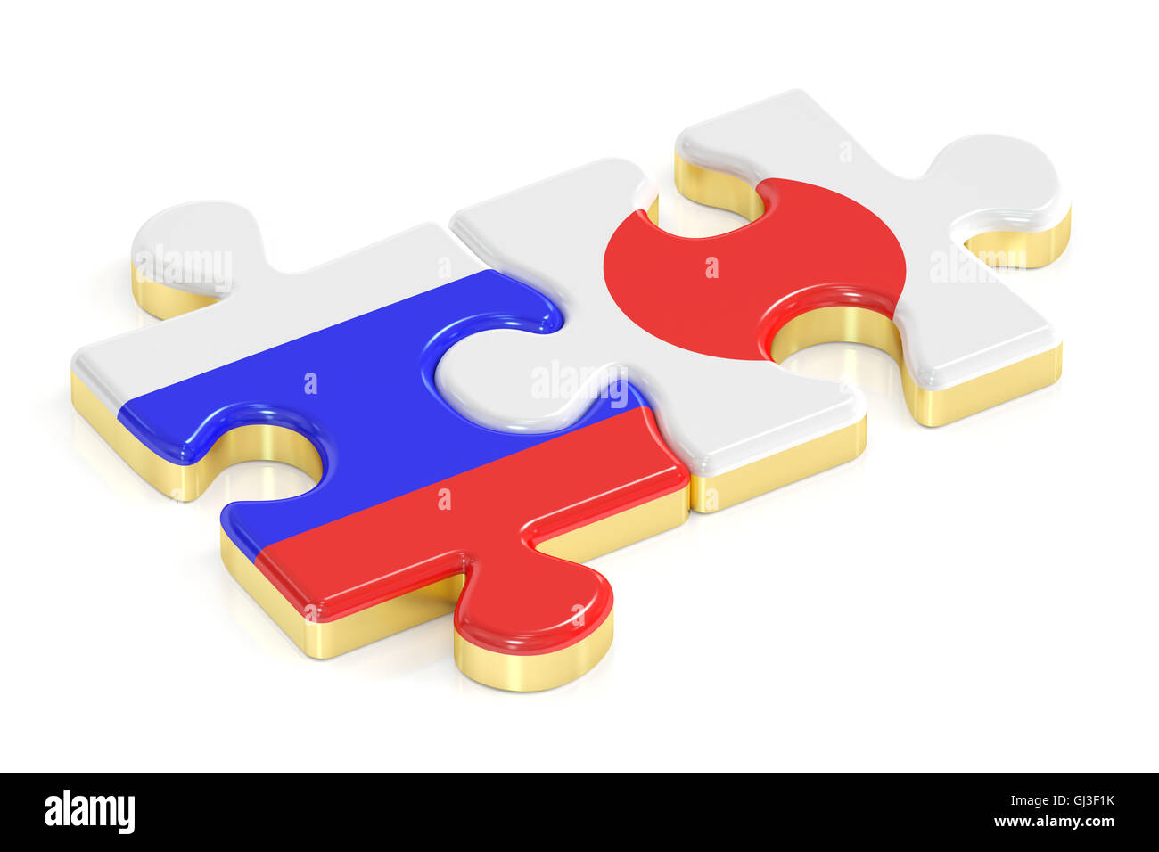 La Russie et le Japon puzzles de drapeaux, rendu 3D Banque D'Images