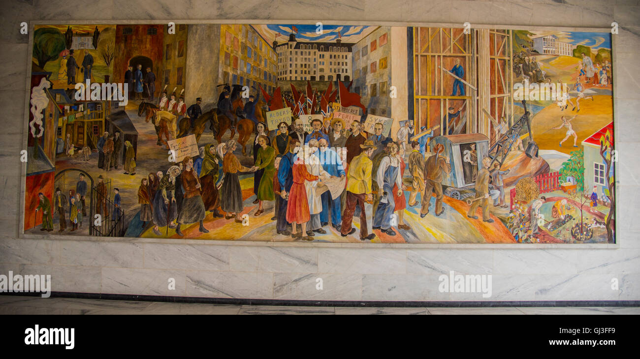 L'Hôtel de Ville d'Oslo, l'Art Déco, Oslo, Norvège, Scandinavie Banque D'Images