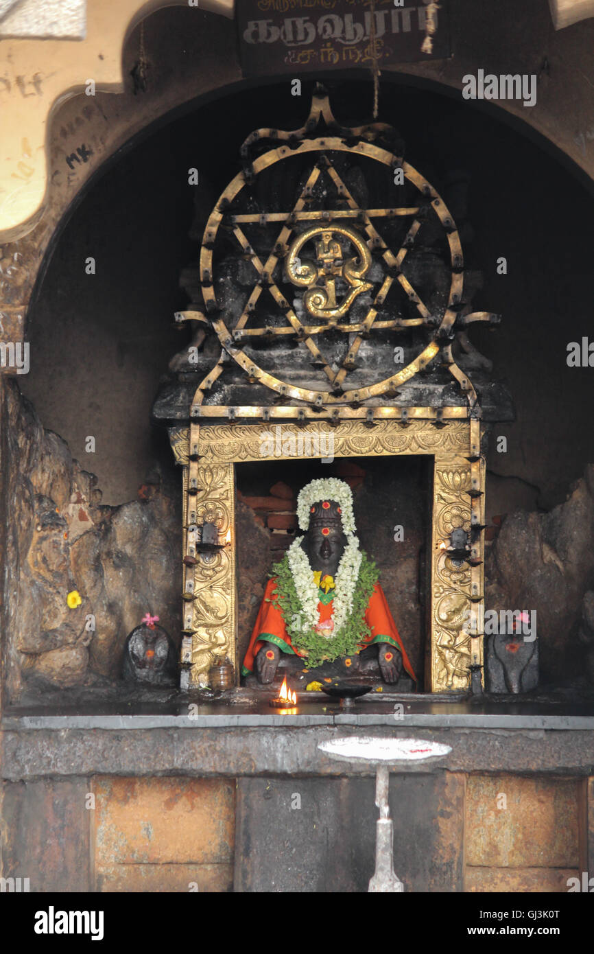 Dieu hindou vu à la Tanjavur Temple Brihadeshwara,TamilNadu. L'Inde Banque D'Images