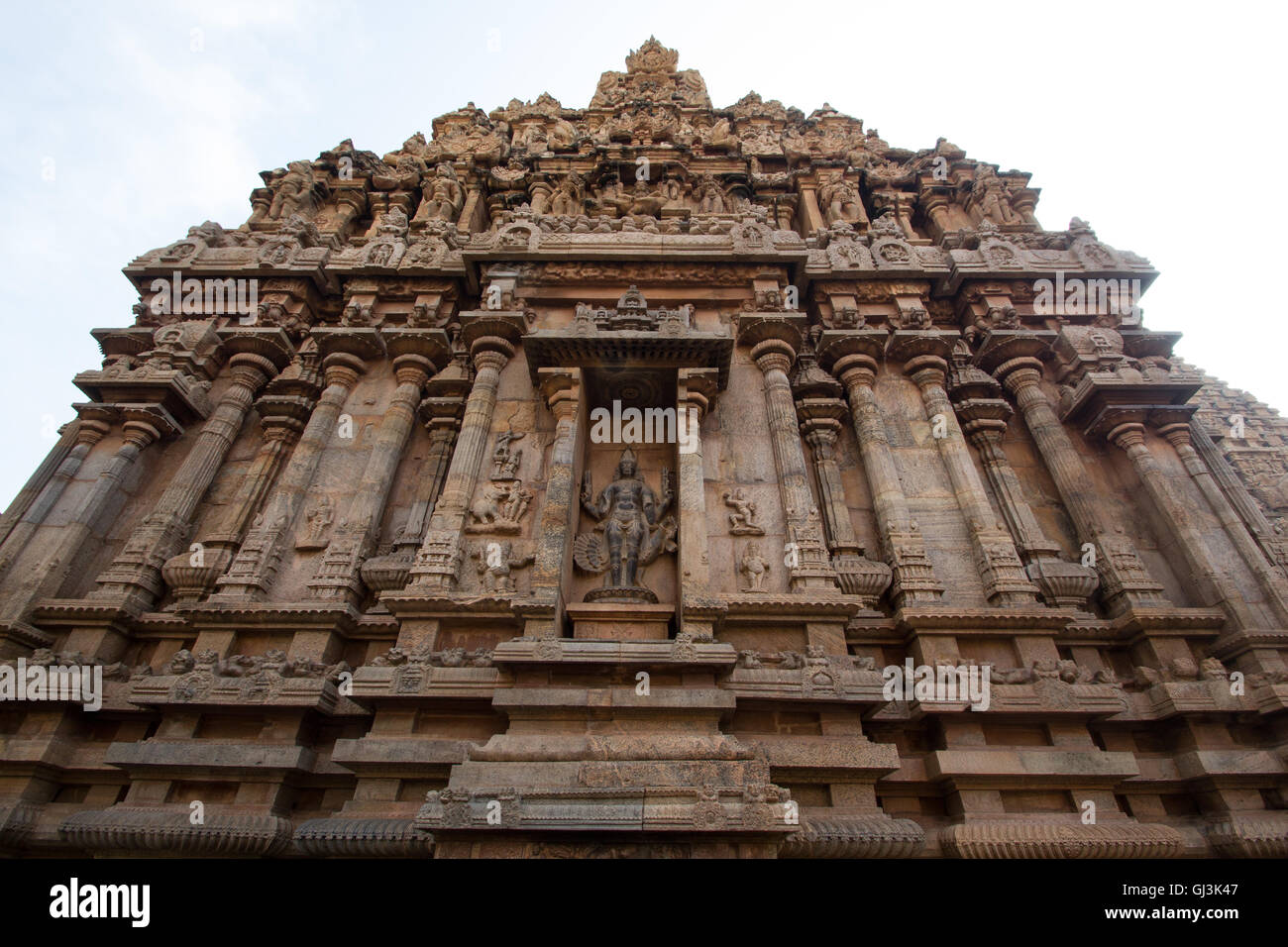 Travail de secours sur les murs de Tanjavur Temple Brihadeshwara,TamilNadu. L'Inde Banque D'Images