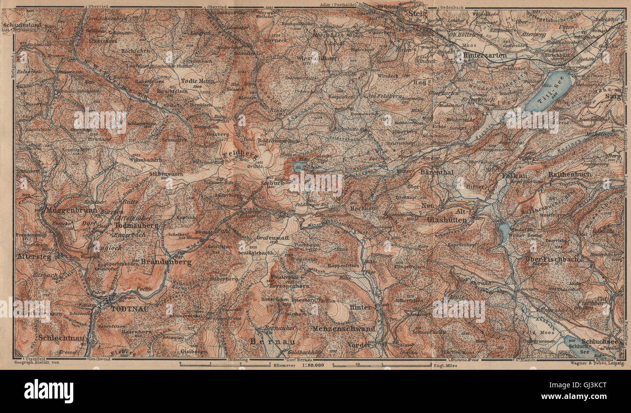 SCHWARZWALD. Forêt-Noire. Hintzarten Bisten Todtnau FELDBERG Moor, 1903 map Banque D'Images