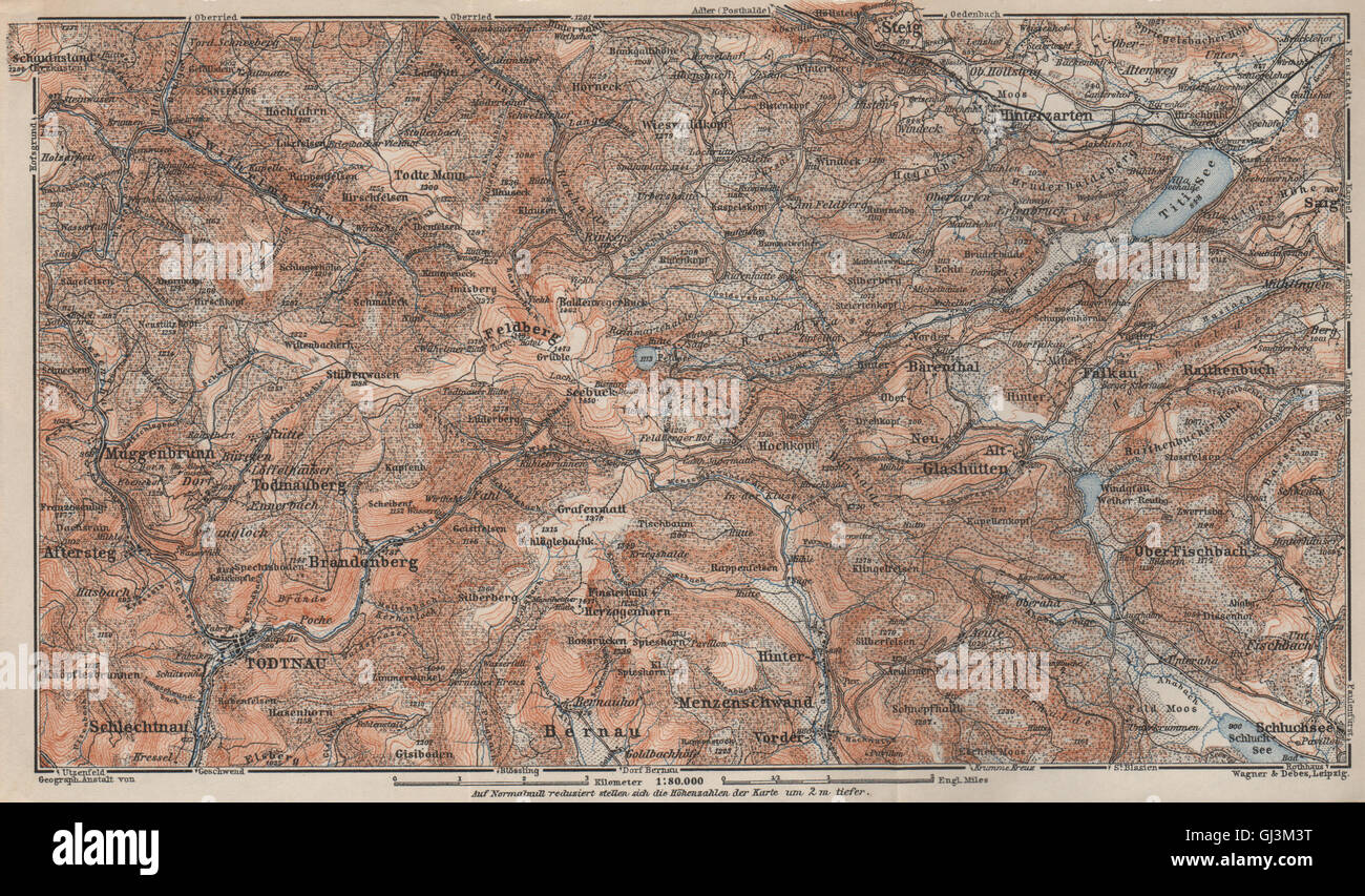 SCHWARZWALD. Forêt-Noire. Hintzarten Bisten Todtnau FELDBERG Moor, 1906 map Banque D'Images