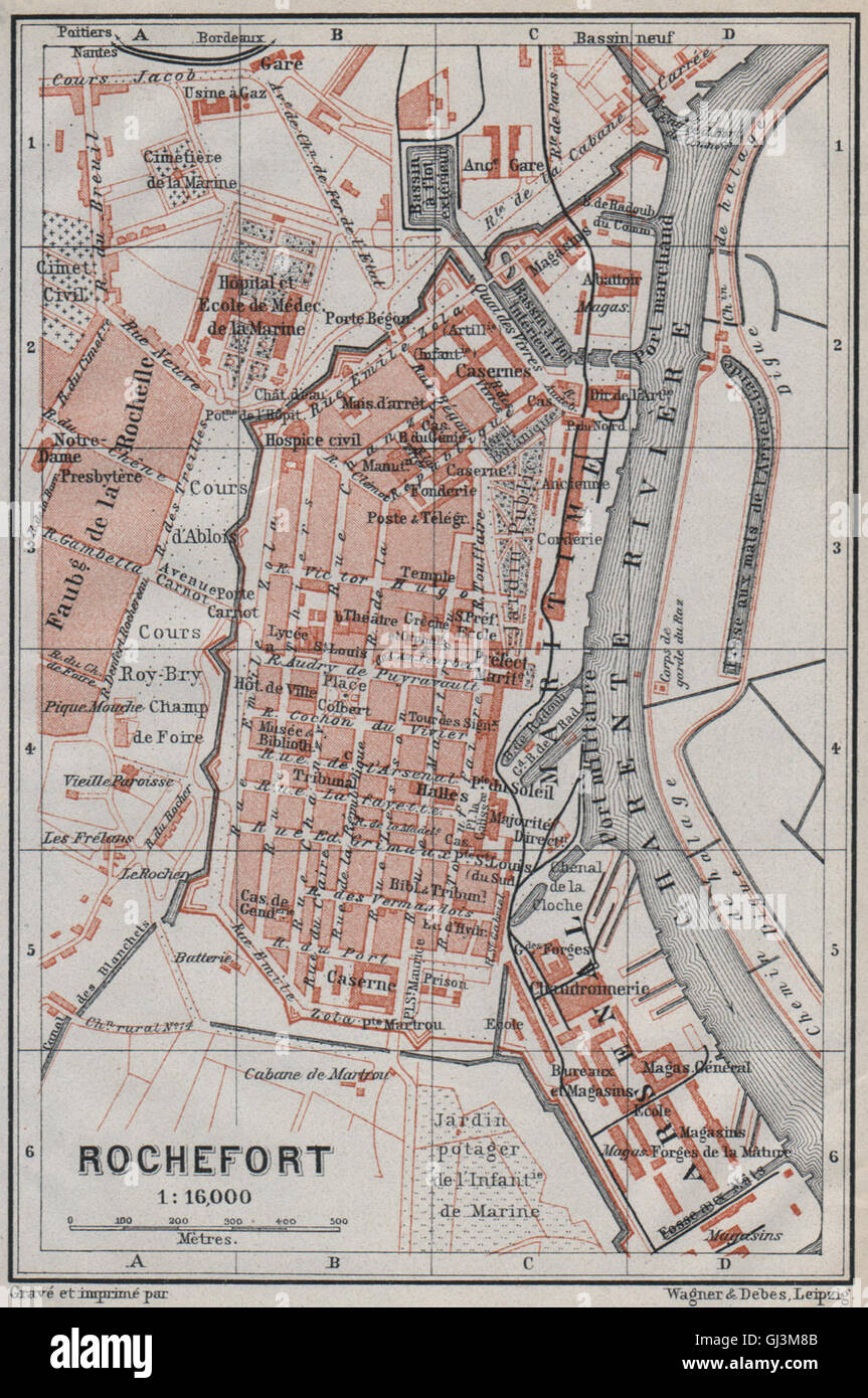 ROCHEFORT ville antique city plan de la ville. France carte. Carte ...
