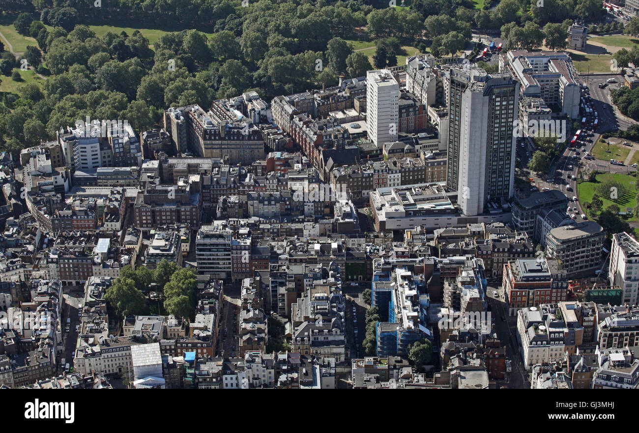 Vue aérienne du quartier de Mayfair à Londres, Royaume-Uni Banque D'Images