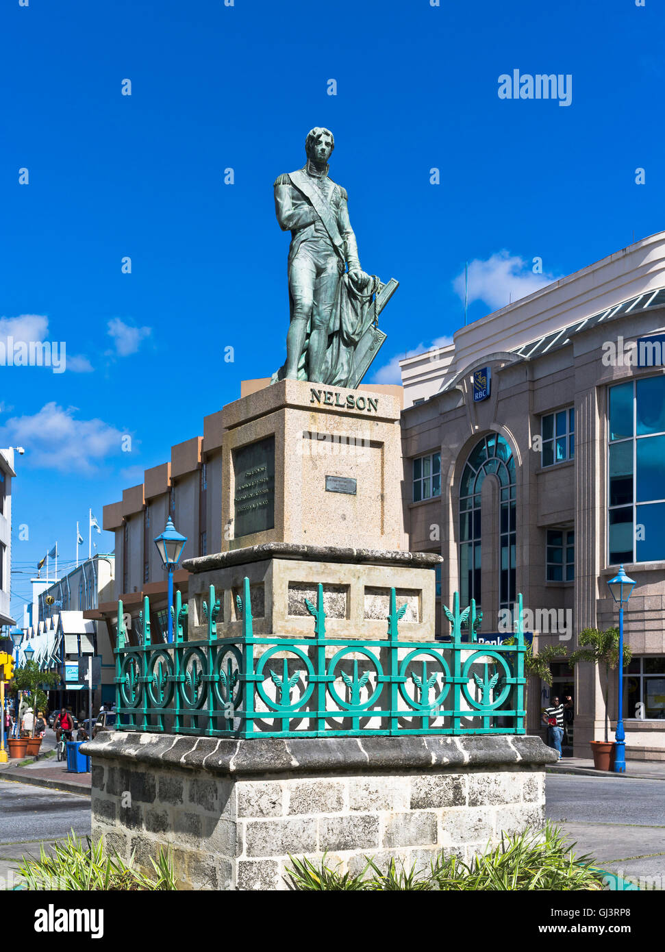 dh Bridgetown BARBADE LORD des CARAÏBES Horatio Nelson statue historique Banque D'Images
