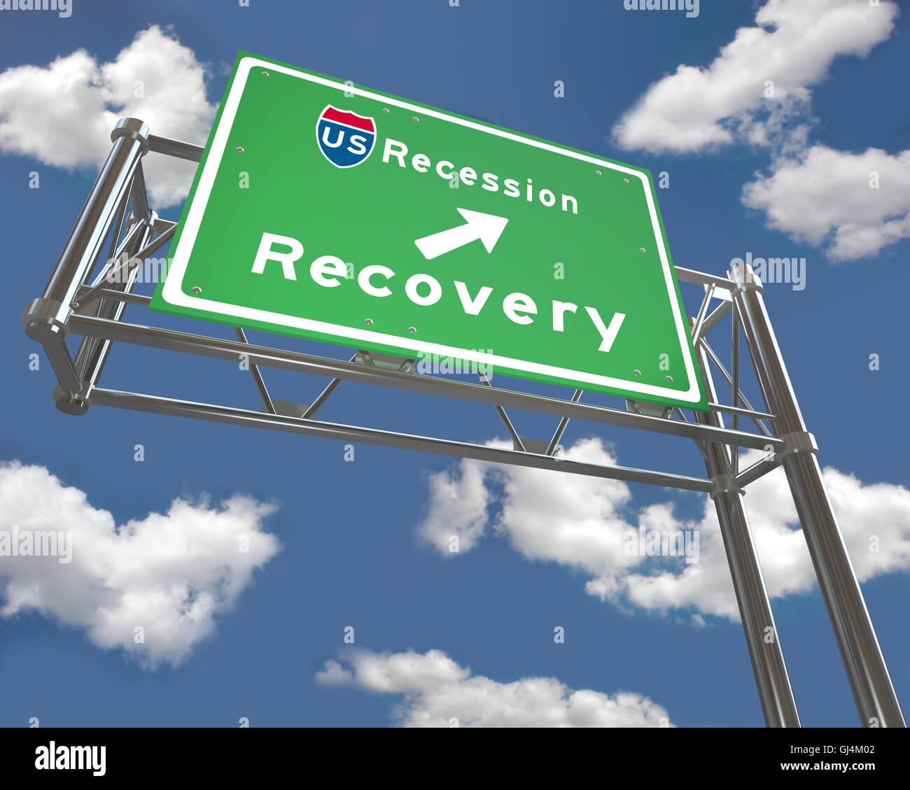 Freeway Sign - Récession - Recouvrement Banque D'Images