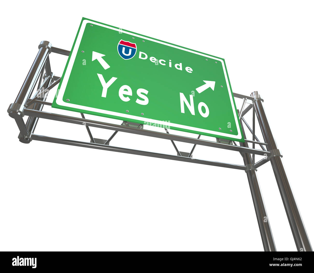 Freeway Sign - Décision - Oui ou Non Banque D'Images