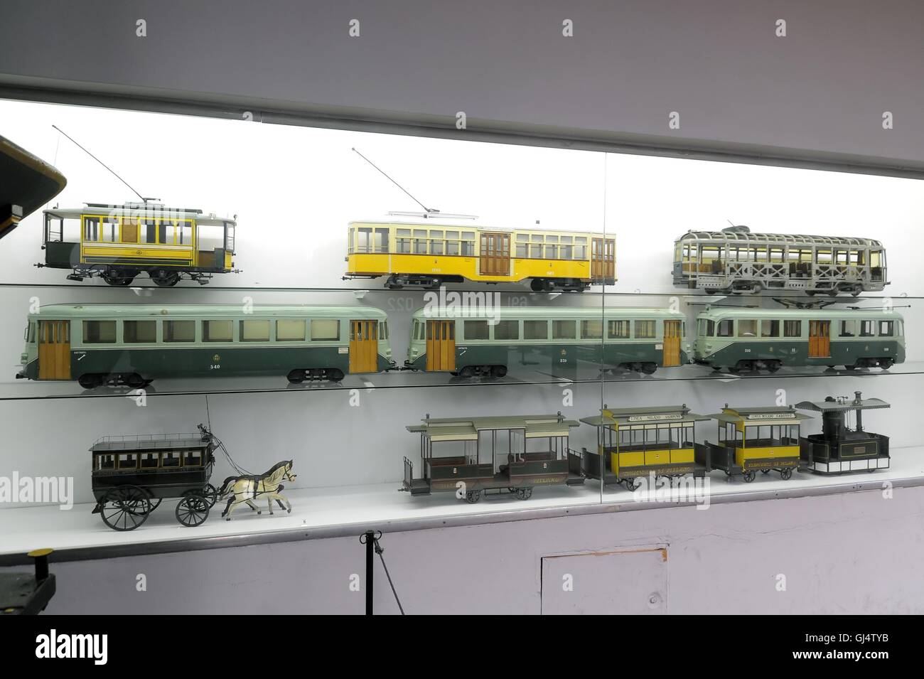 Milan (Italie), Musée national des sciences et de la technologie ; la section de chemin de fer, tramways modèles transporte Banque D'Images