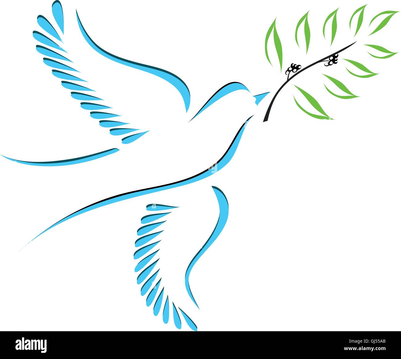 Colombe avec rameau d'vecteur stylisé Image Vectorielle Stock - Alamy