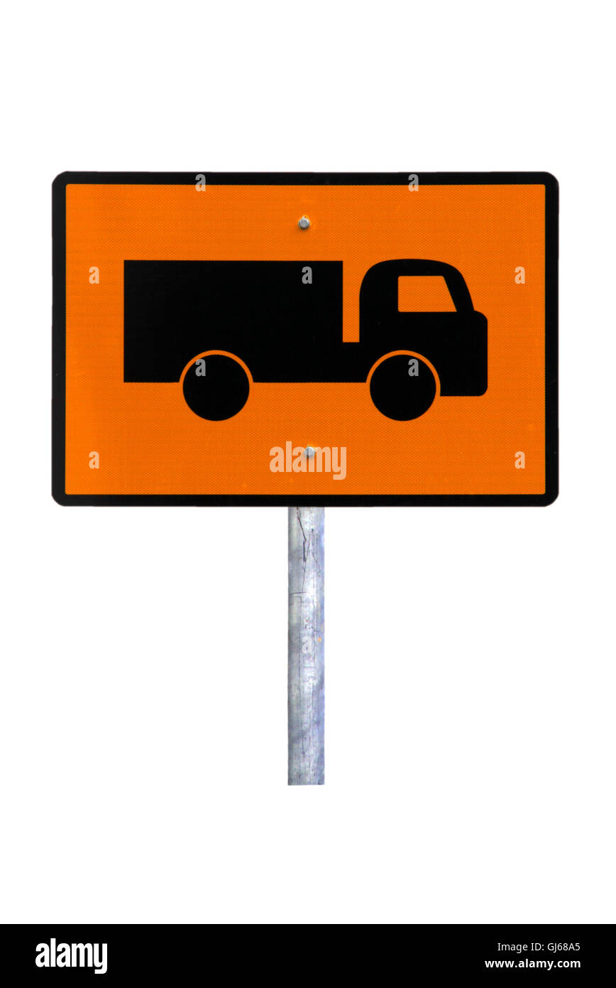 Panneau d'avertissement de camion - Panneau routier australien actuel (réfléchissant) - Banque D'Images