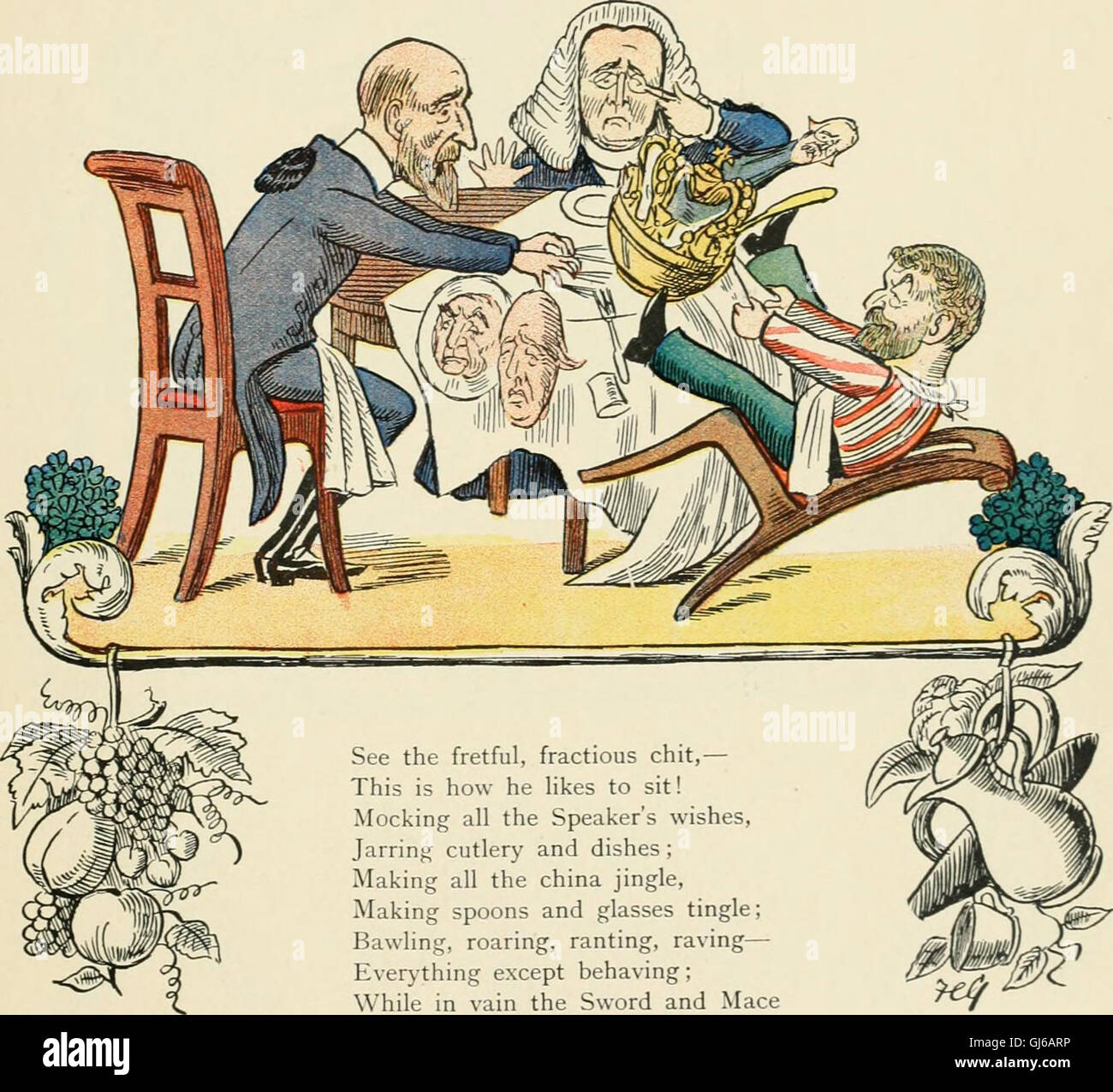 Cette édition de 1899 du livre pour enfants allemand Struwwelpeter présente la satire politique à travers des illustrations et des vers, en utilisant des personnages et des situations exagérés pour refléter les problèmes sociétaux de l'époque. Banque D'Images