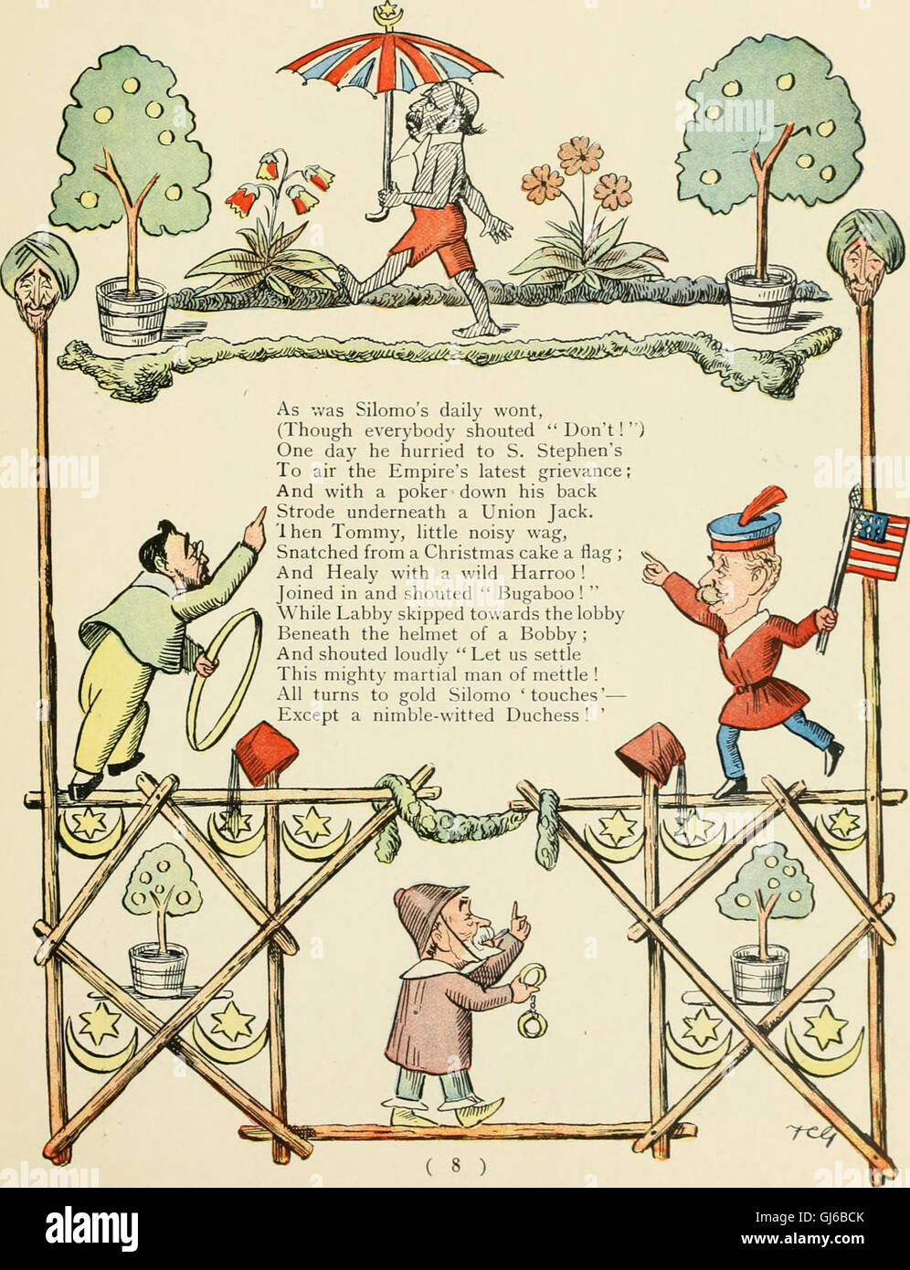 'The Political Struwwelpeter', une édition de 1899, présente une réinvention satirique et politique du classique livre allemand pour enfants 'Struwwelpeter'. Il utilise des thèmes politiques exagérés pour commenter les questions sociétales. Banque D'Images