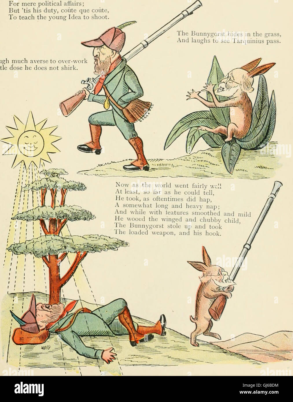 « The Political Struwwelpeter » (1899) est une œuvre satirique qui utilise des illustrations et des rimes pour commenter des personnalités politiques et des questions sociales, inspirée du « Struwwelpeter » original mais axée sur la politique. Banque D'Images