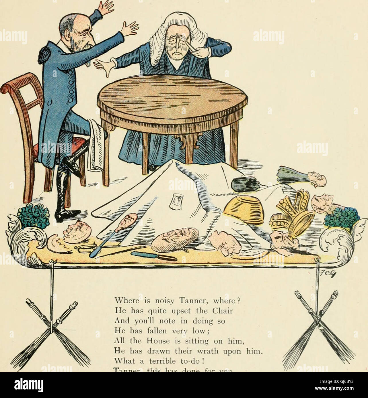 'The Political Struwwelpeter' (1899) est une œuvre satirique inspirée du 'Struwwelpeter' original, qui se concentre sur les personnalités et les événements politiques. Il critique avec humour les situations politiques contemporaines, en utilisant souvent des images exagérées. Banque D'Images