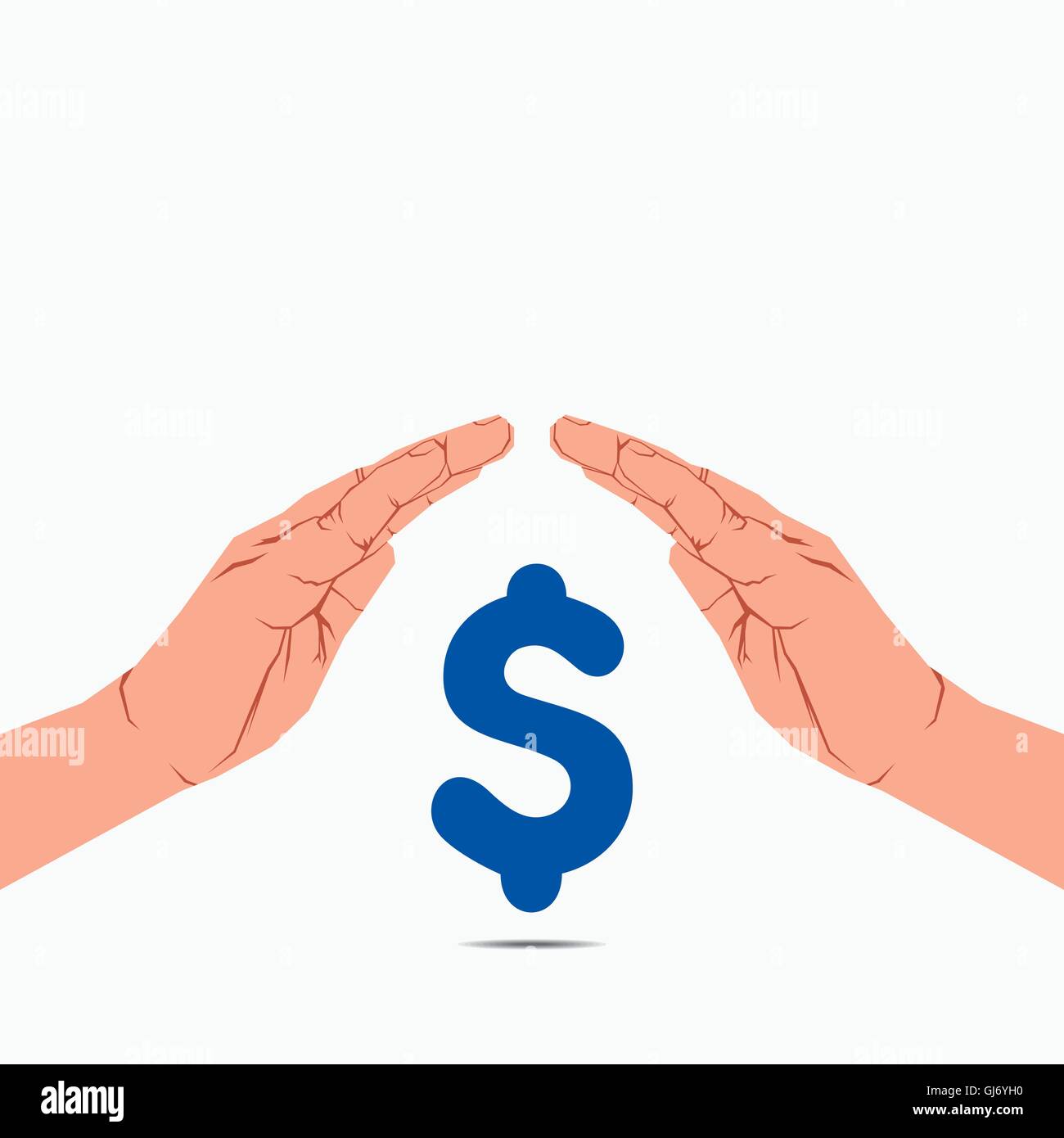 Symbole monétaire dollar sécurisé sous vecteur main Illustration de Vecteur