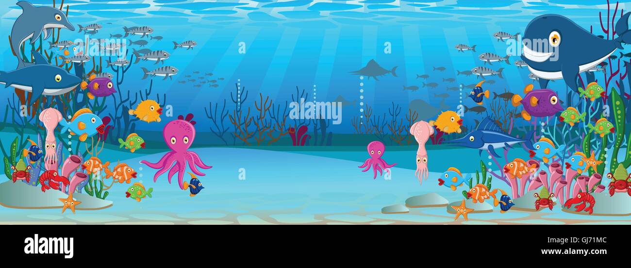 Funny cartoon sea life design pour vous Illustration de Vecteur