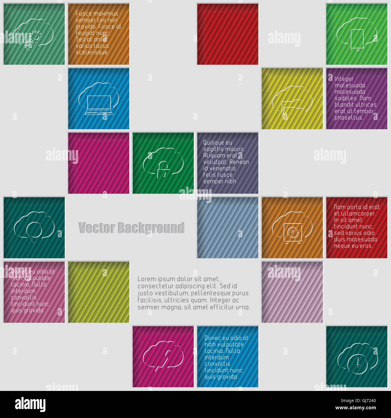 Carrés de fond avec éléments infographique Illustration de Vecteur