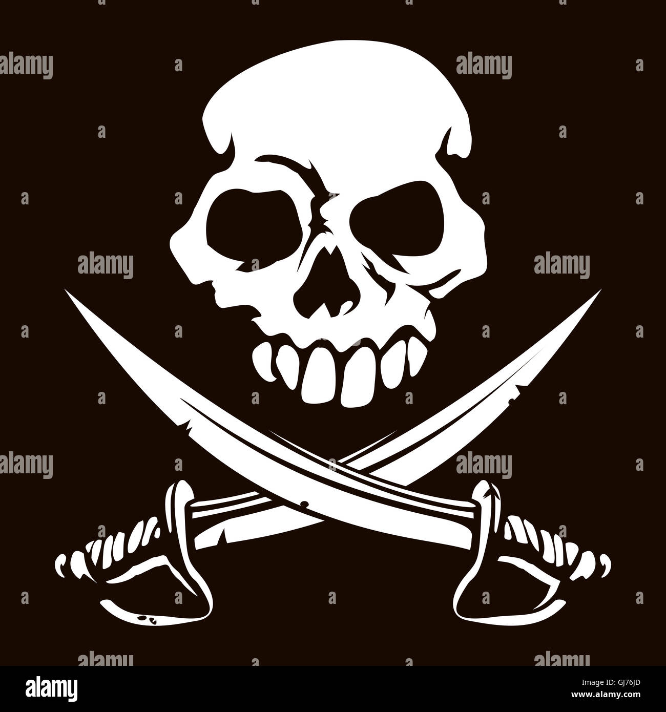 Une illustration d'un crâne et d'épées croisées Drapeau pirate Jolly roger Banque D'Images