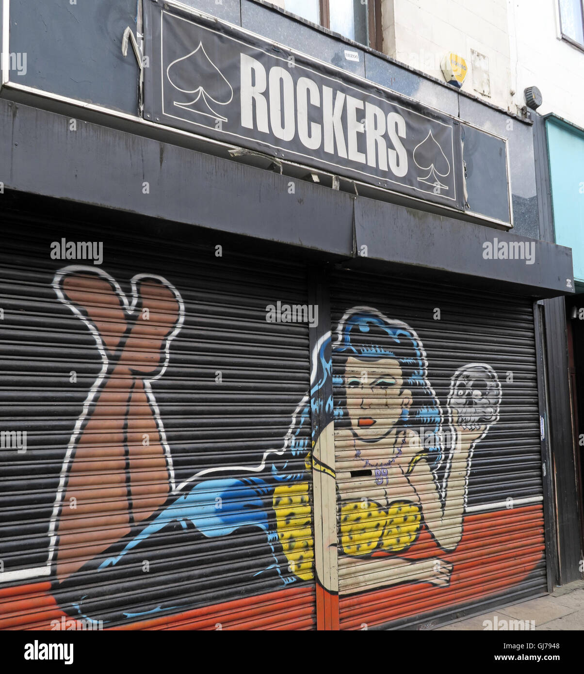 Rockers Angleterre shop volets, quart nord Art, NQ, Manchester, North West England, UK, M1 1JR Banque D'Images