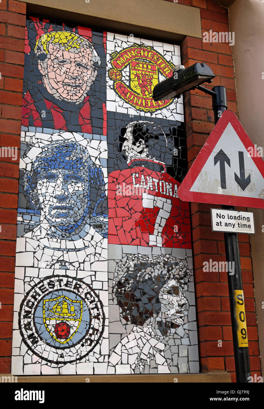 Afflecks Palace Manchester - l'art de la mosaïque de Football MUFC MCFC Banque D'Images