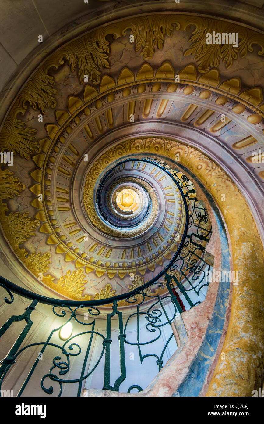 L'intérieur de l'escalier de l'Abbaye de Melk, bénédictin, Basse Autriche, Autriche Banque D'Images