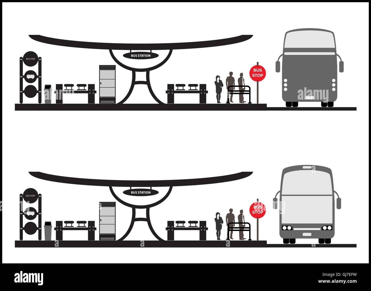 Arrêt de Bus gare Vector Illustration Illustration de Vecteur