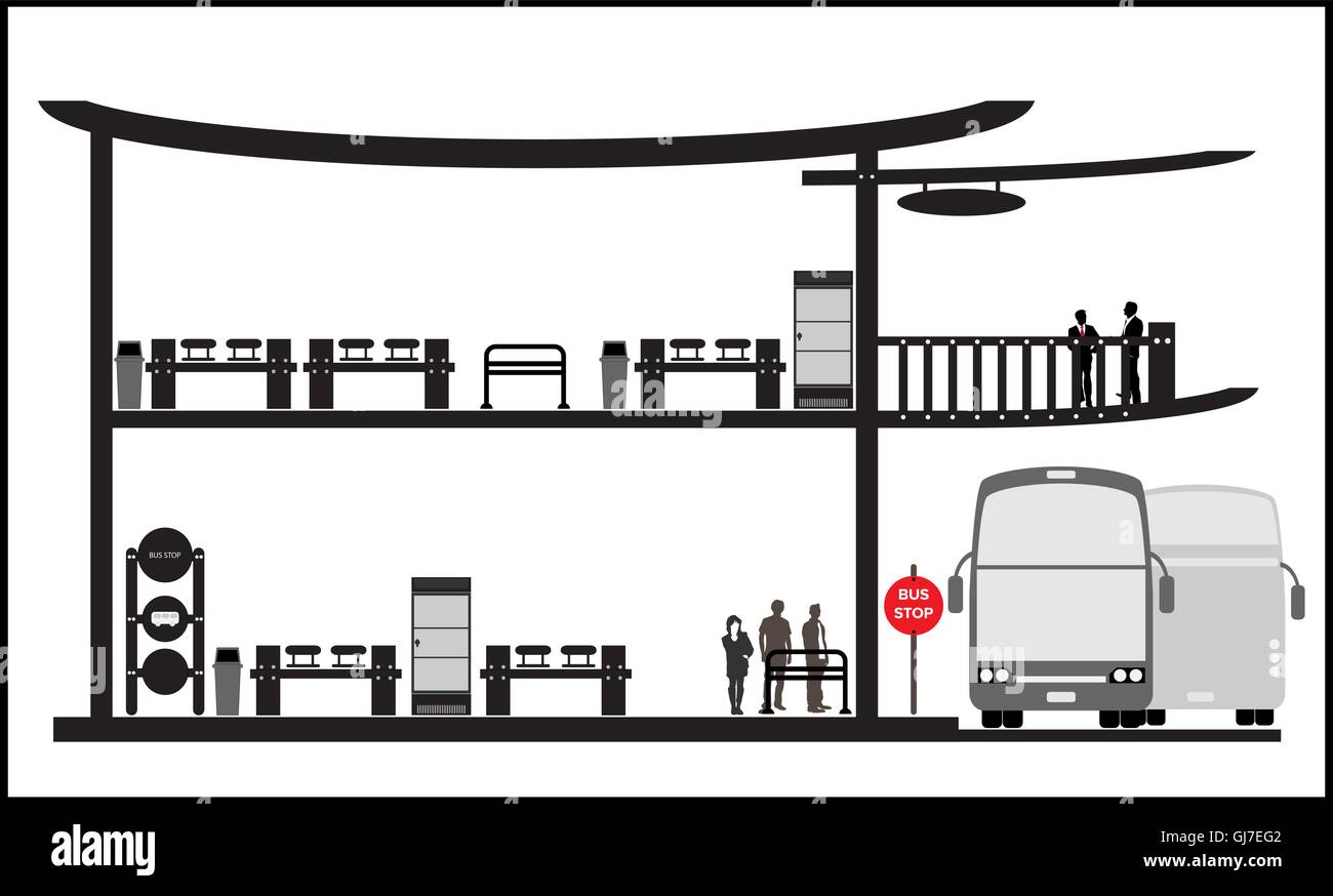 Arrêt de Bus gare Vector Illustration Illustration de Vecteur