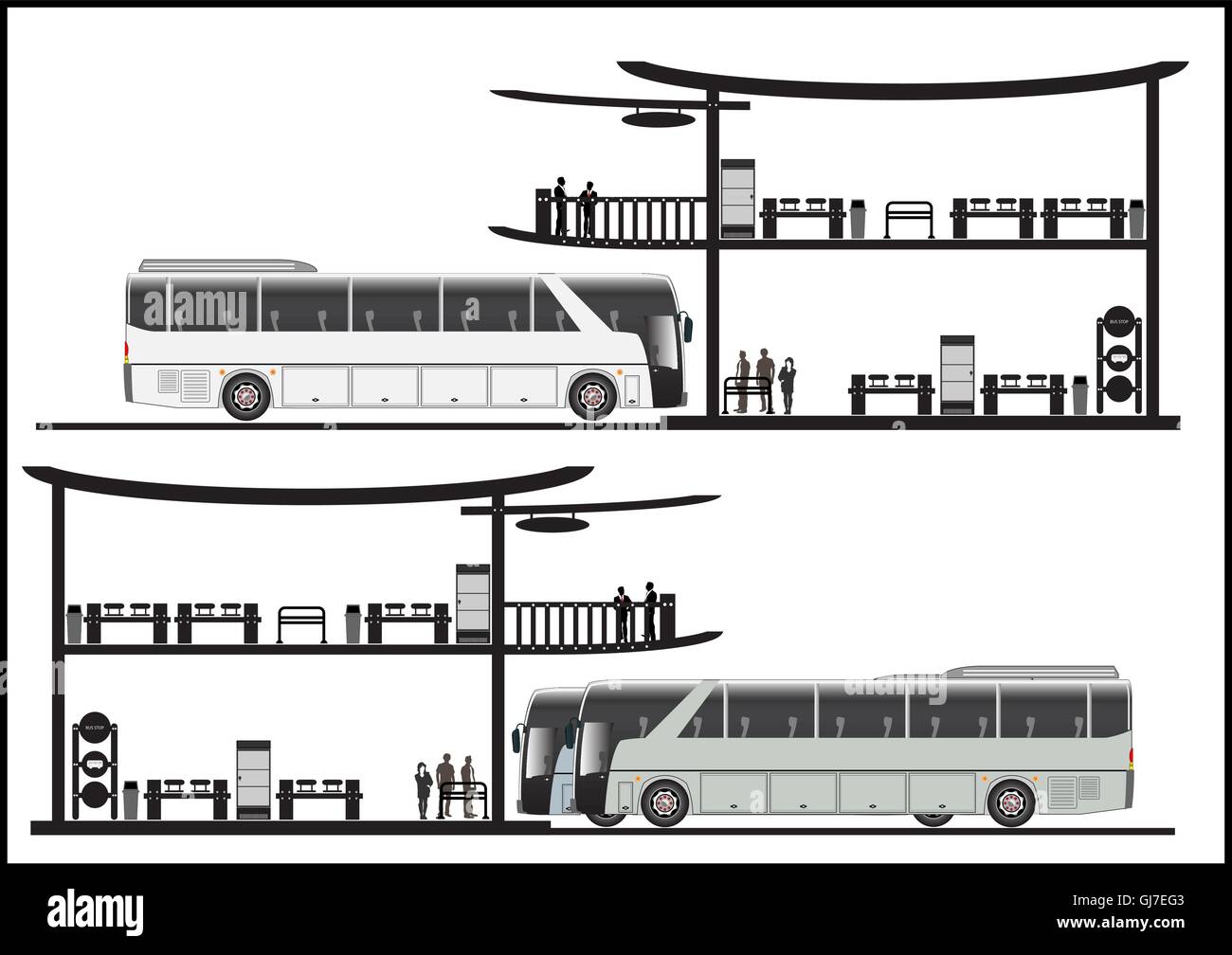 Arrêt de Bus gare Vector Illustration Illustration de Vecteur