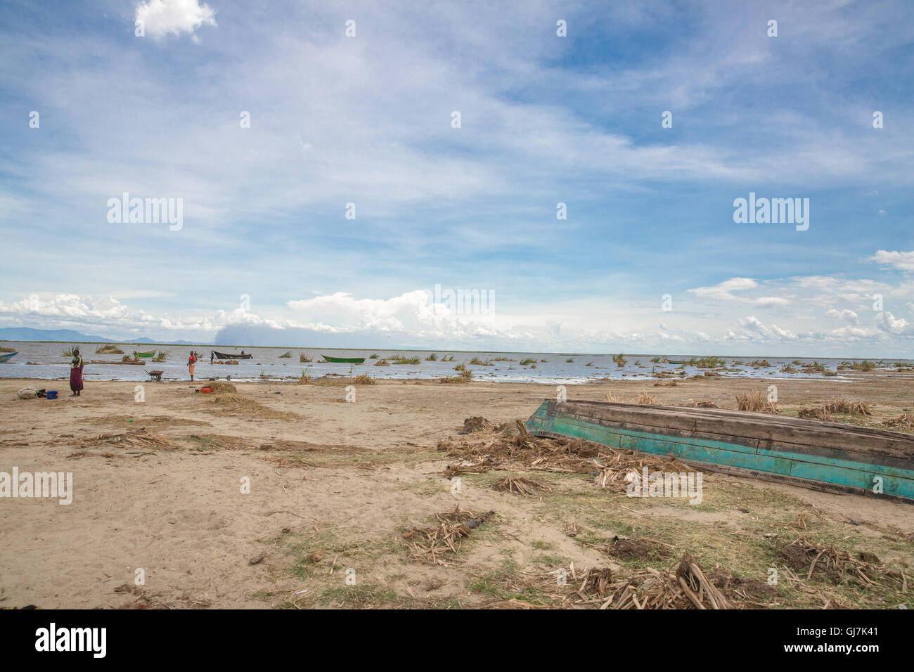 Les gens sur le lac Turkana au Kenya - Afrique Banque D'Images