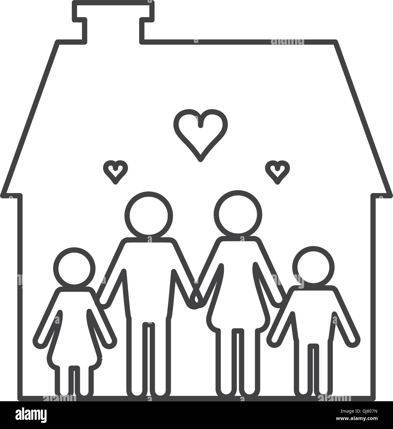 Maison de la famille et de l'icône pictogramme Illustration de Vecteur