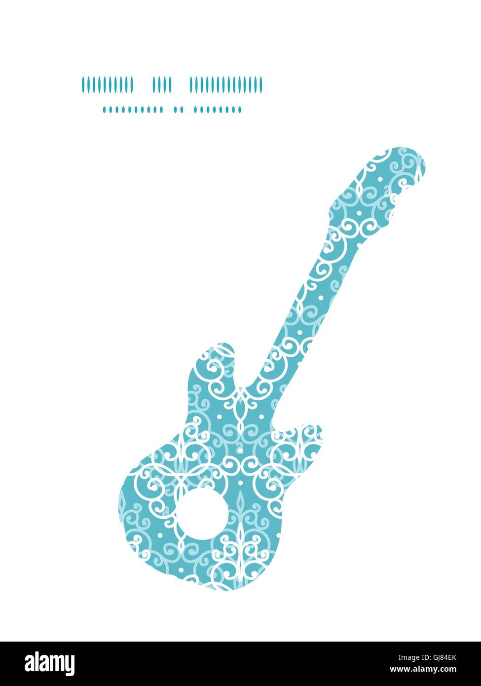 Vector light blue swirls damask frame pattern silhouette musique guitare Illustration de Vecteur