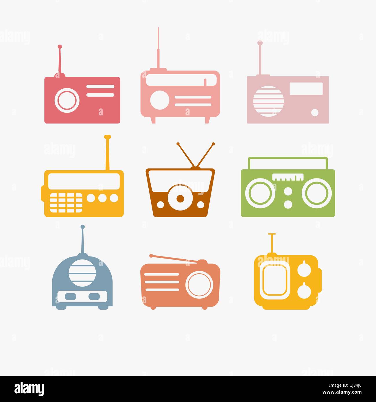 Définir des objets isolés de radio Illustration de Vecteur