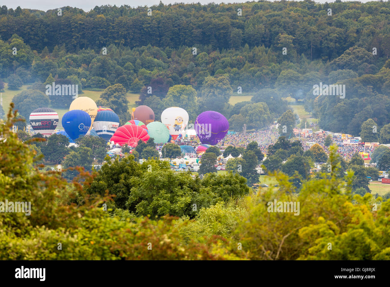 Bristol, Royaume-Uni. 14 août, 2016. Montée totale masse matin au Bristol International Balloon Fiesta 2016, Angleterre, Royaume-Uni, Europe. Crédit : Sébastien Wasek/Alamy Live News Banque D'Images